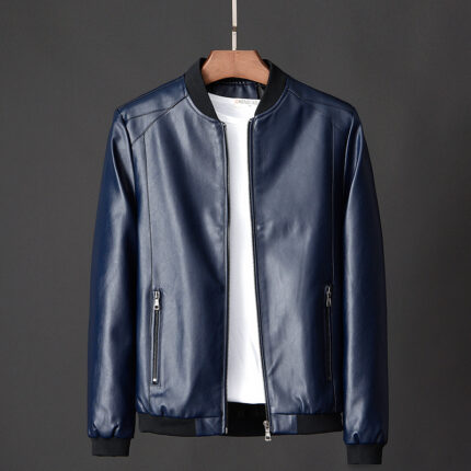 Veste en cuir slim à la mode pour hommes