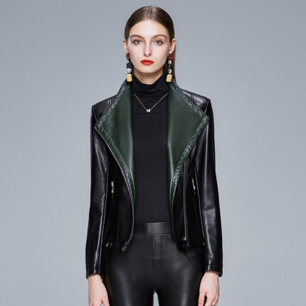 Veste en cuir slim à la mode pour femmes